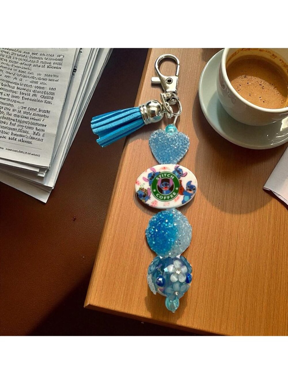 Handmade Keychain-Purse Clip-Coffee Themed